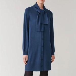 COS Cardigan Wool Button Front Sweater Dress With Tie NWOT